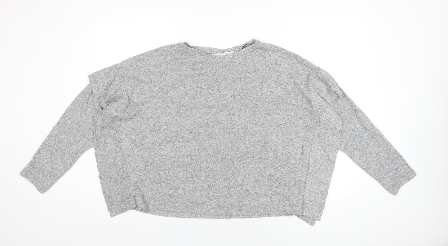 H&M Womens Grey Viscose Basic T-Shirt Size S Round Neck