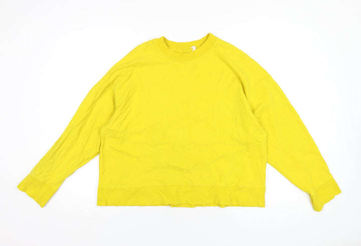Oysho Womens Yellow Cotton Pullover Sweatshirt Size M Pullover