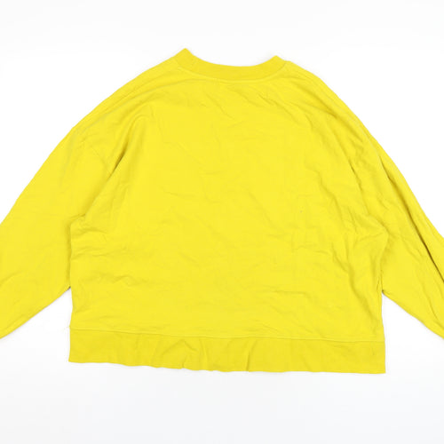 Oysho Womens Yellow Cotton Pullover Sweatshirt Size M Pullover