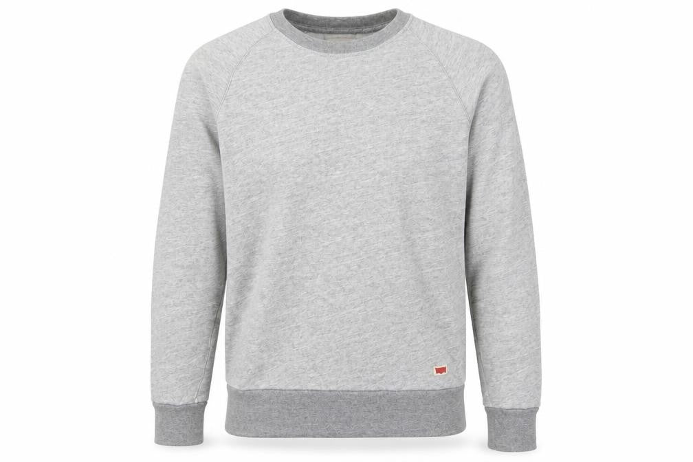 Front view of Levi's men’s grey cotton pullover sweatshirt, size S