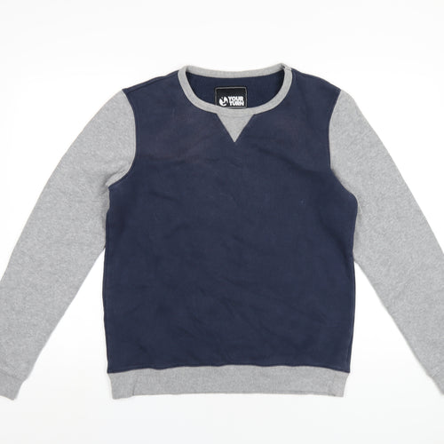 Your Turn Mens Blue Cotton Pullover Sweatshirt Size M