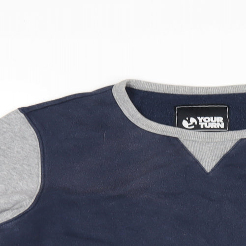 Your Turn Mens Blue Cotton Pullover Sweatshirt Size M