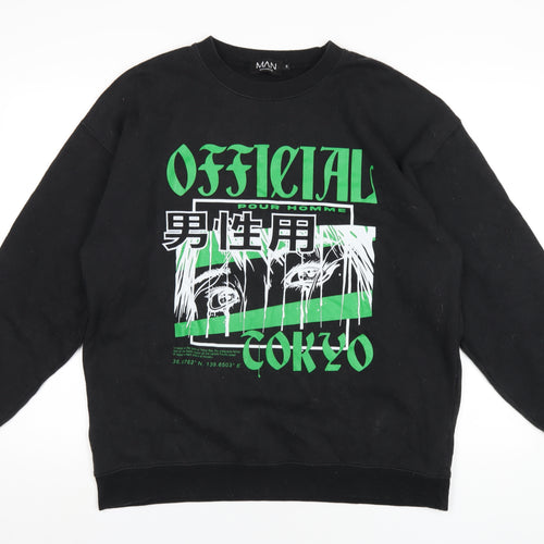 Boohoo Mens Black Polyester Pullover Sweatshirt Size S