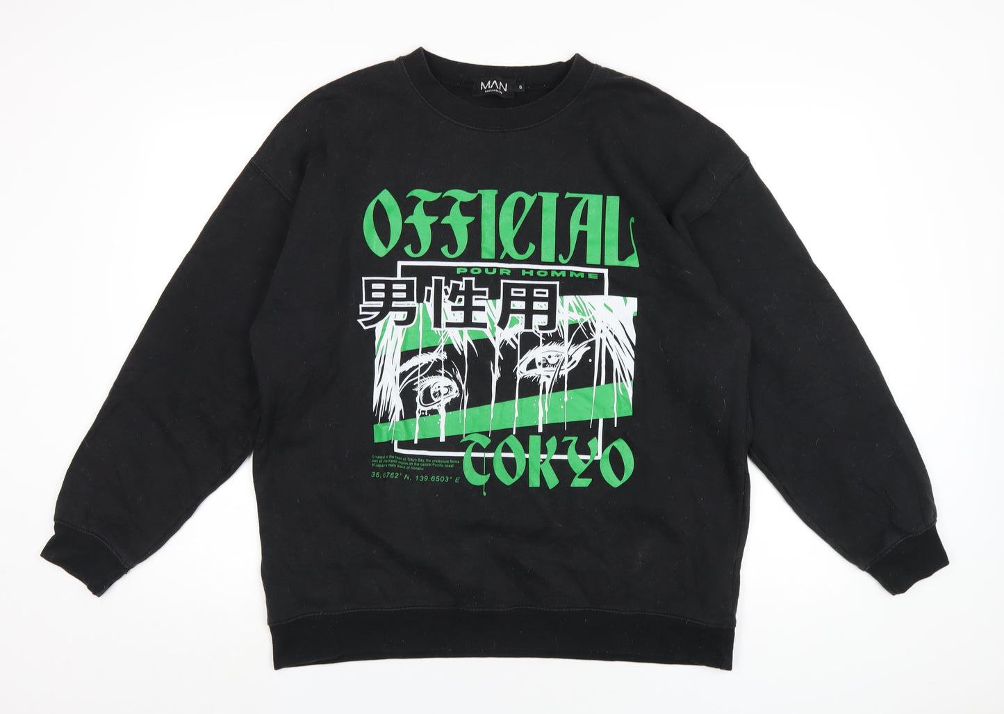 Boohoo Mens Black Polyester Pullover Sweatshirt Size S