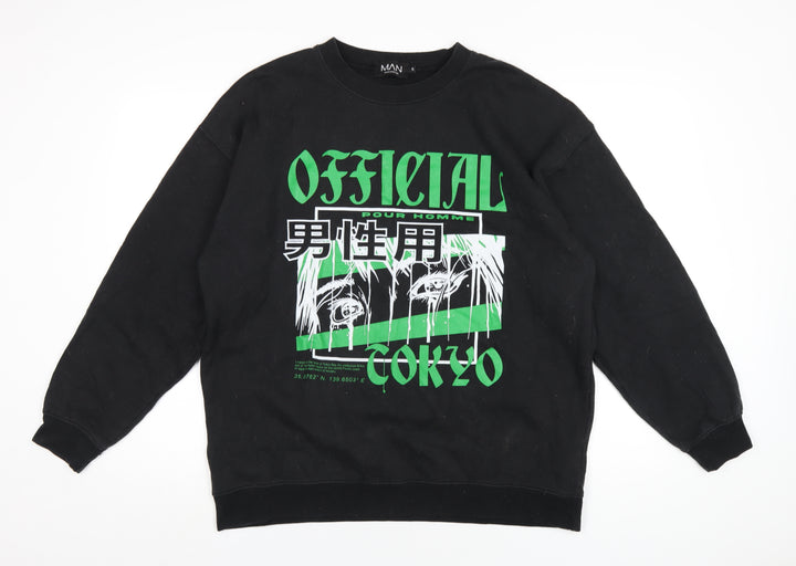 Boohoo Mens Black Polyester Pullover Sweatshirt Size S