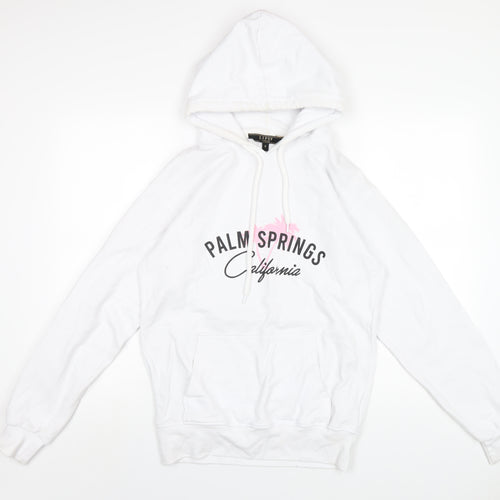 Lipsy Womens White Cotton Pullover Hoodie Size S Pullover