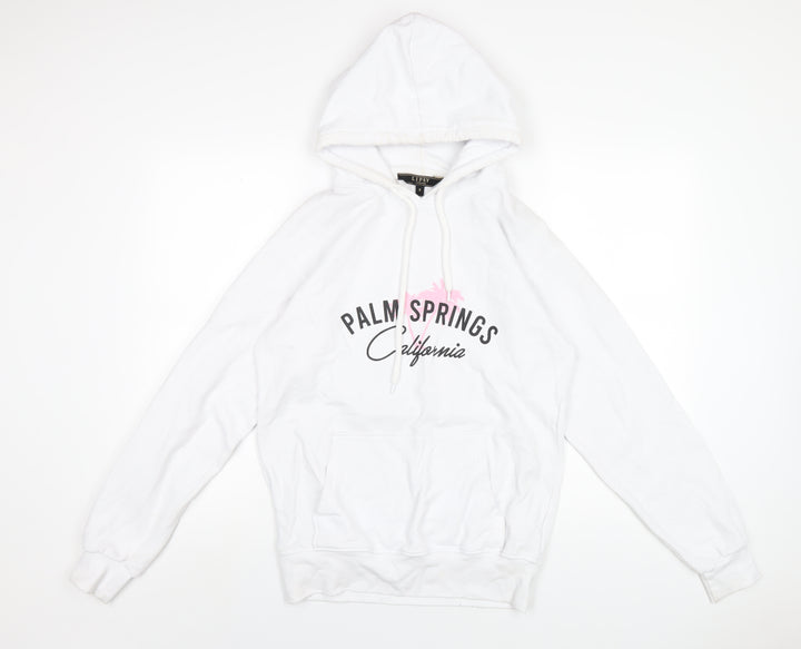 Lipsy Womens White Cotton Pullover Hoodie Size S Pullover