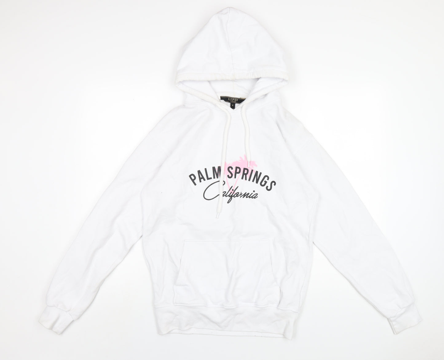 Lipsy Womens White Cotton Pullover Hoodie Size S Pullover