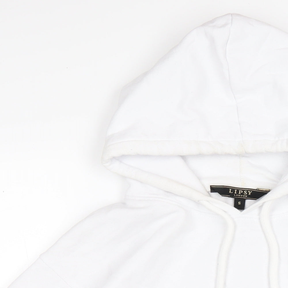 Lipsy Womens White Cotton Pullover Hoodie Size S Pullover