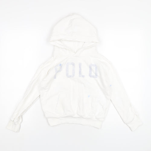 Polo Ralph Lauren Girls White Cotton Pullover Hoodie Size 8-9 Years Pullover