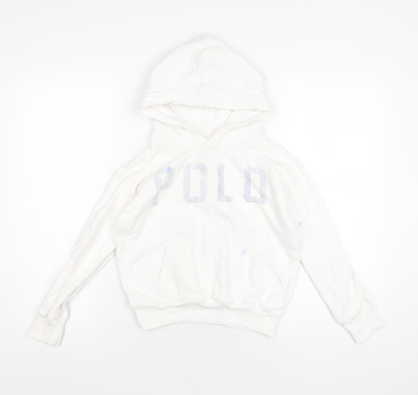Polo Ralph Lauren Girls White Cotton Pullover Hoodie Size 8-9 Years Pullover