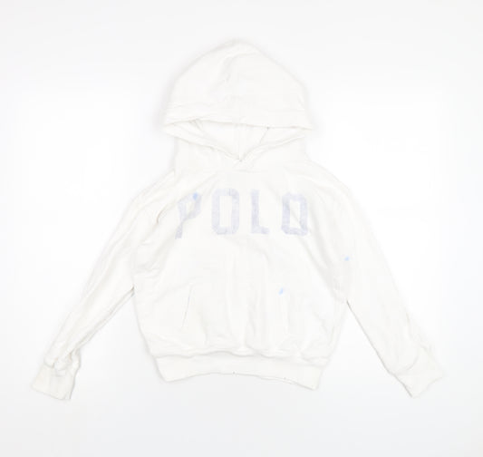Polo Ralph Lauren Girls White Cotton Pullover Hoodie Size 8-9 Years Pullover