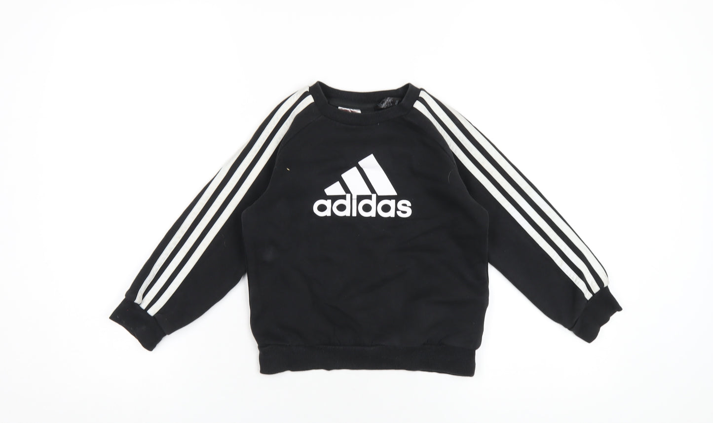 adidas Boys Black Cotton Pullover Hoodie Size 6-7 Years Pullover