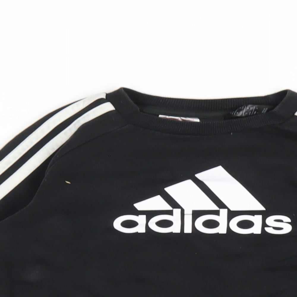 adidas Boys Black Cotton Pullover Hoodie Size 6-7 Years Pullover