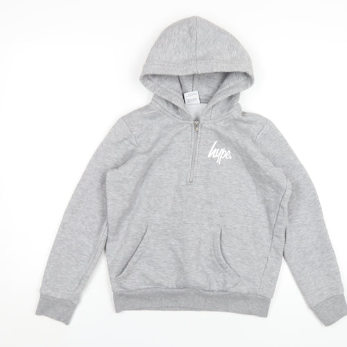 Hype Boys Grey Cotton Pullover Hoodie Size 13 Years Zip