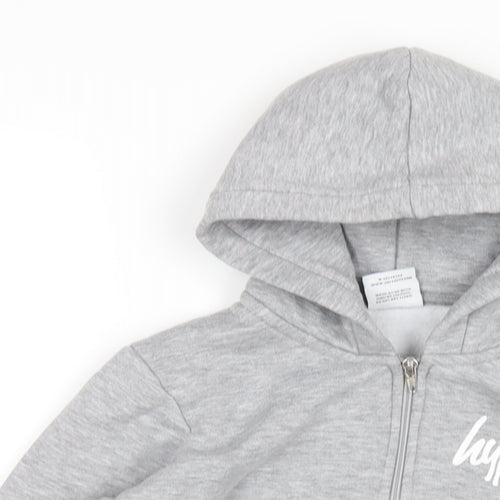 Hype Boys Grey Cotton Pullover Hoodie Size 13 Years Zip