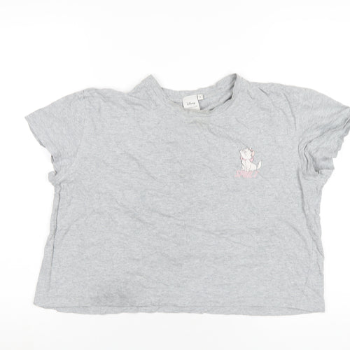 Disney Womens Grey Cotton Basic T-Shirt Size M Round Neck - Aristocats Marie