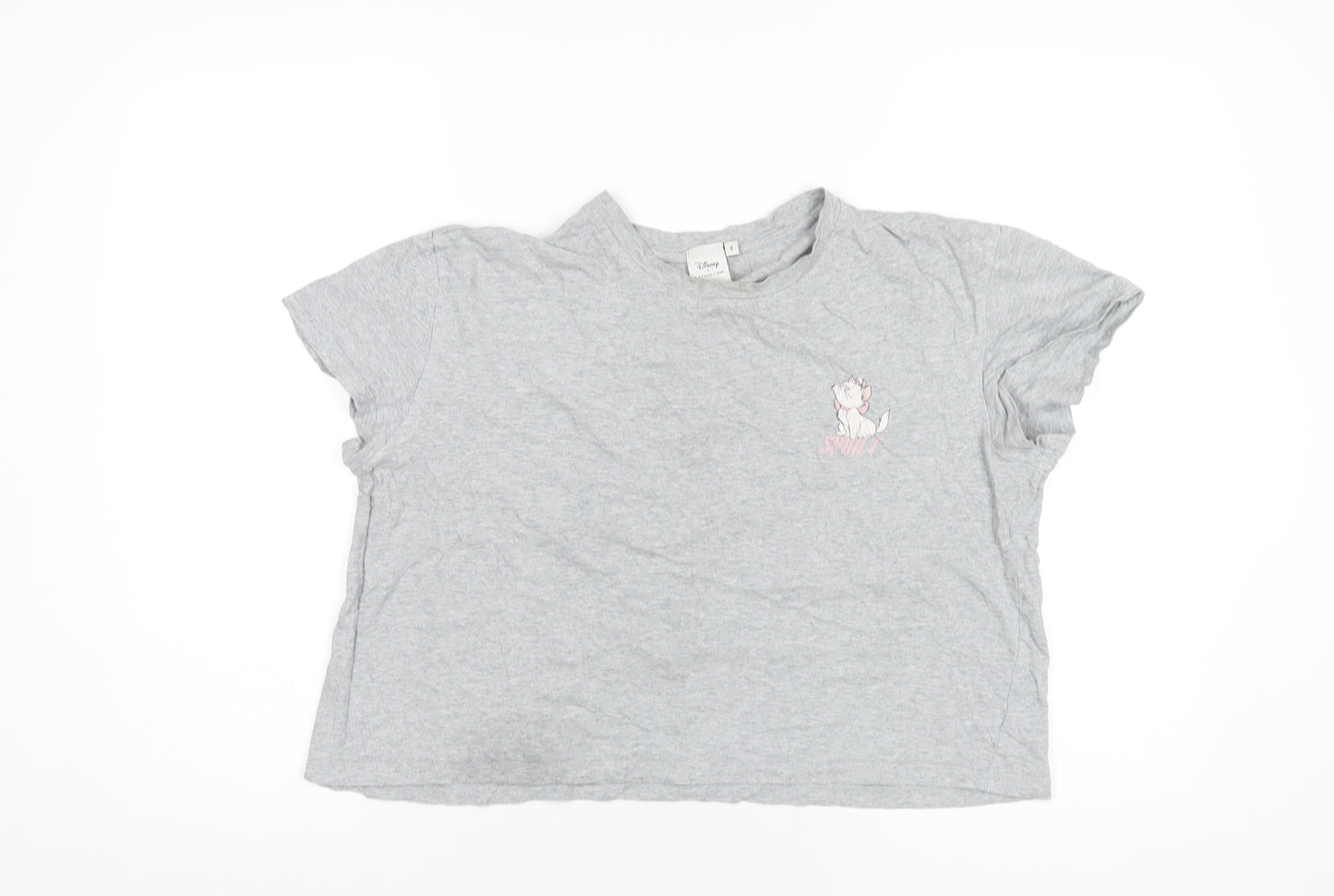 Disney Womens Grey Cotton Basic T-Shirt Size M Round Neck - Aristocats Marie