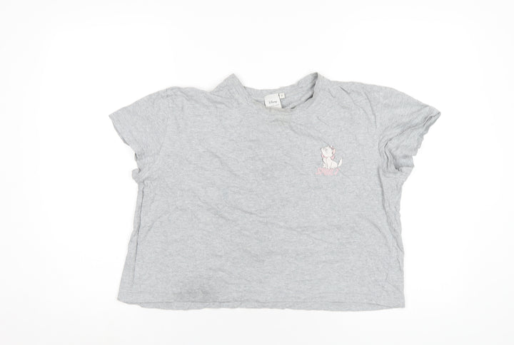 Disney Womens Grey Cotton Basic T-Shirt Size M Round Neck - Aristocats Marie
