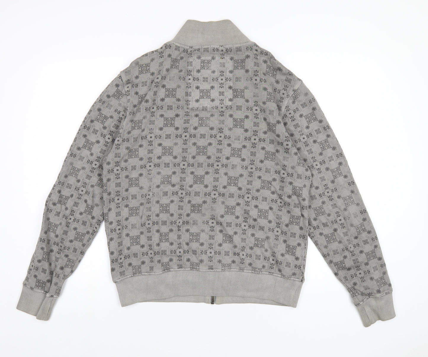 POOLMAN Mens Grey Geometric Cotton Full Zip Sweatshirt Size M