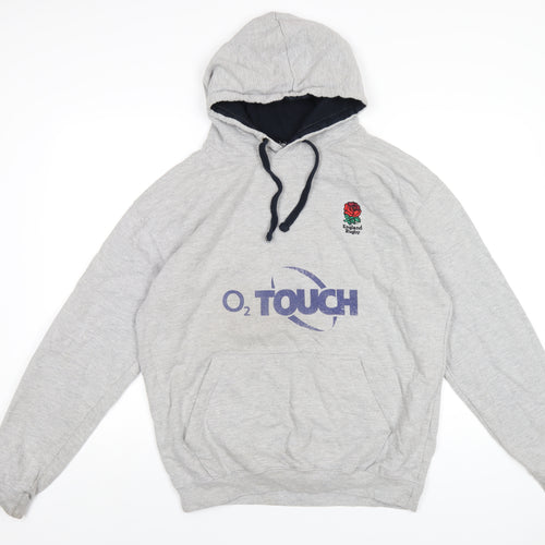 England Rugby Mens Grey Cotton Pullover Hoodie Size L - Rugby