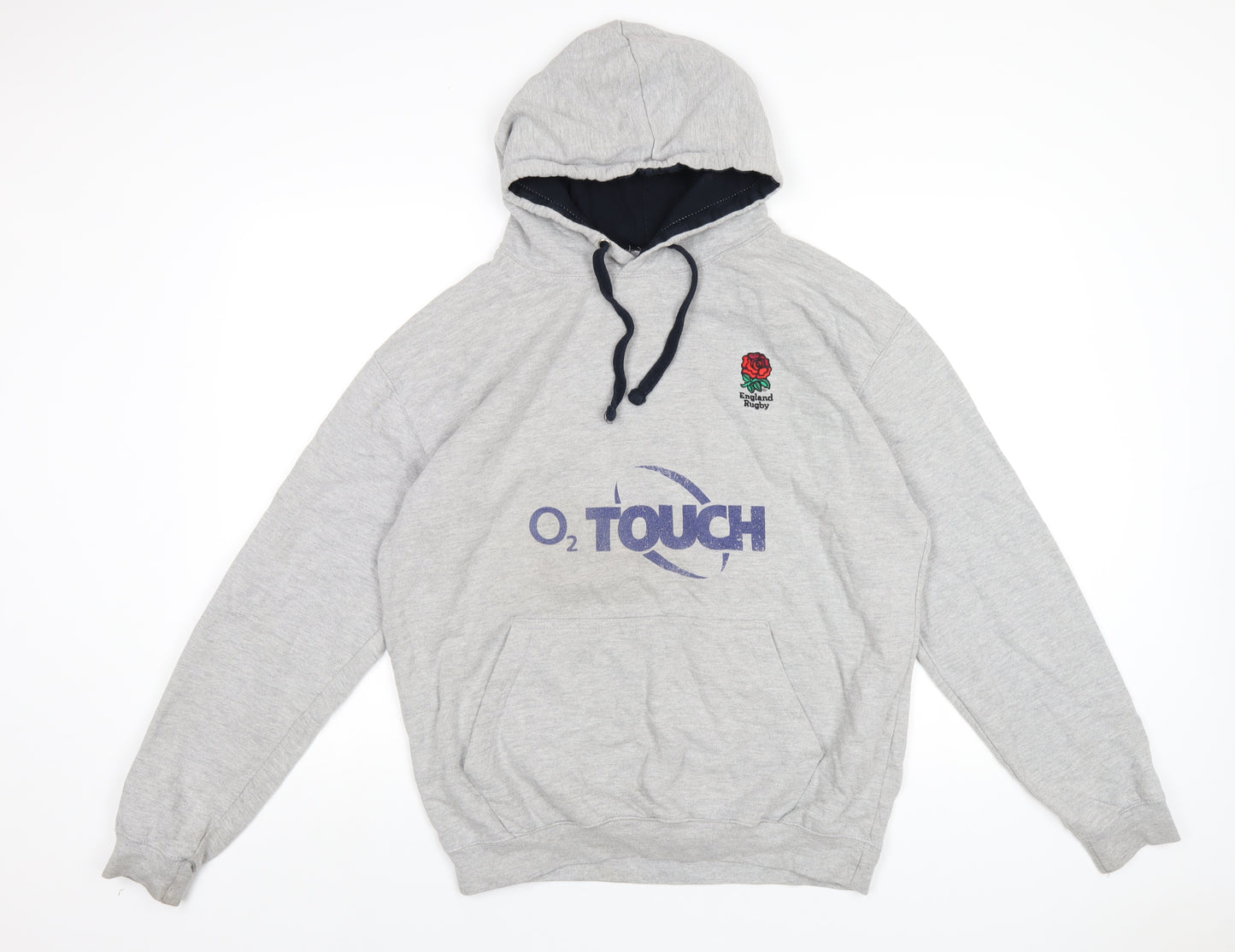 England Rugby Mens Grey Cotton Pullover Hoodie Size L - Rugby