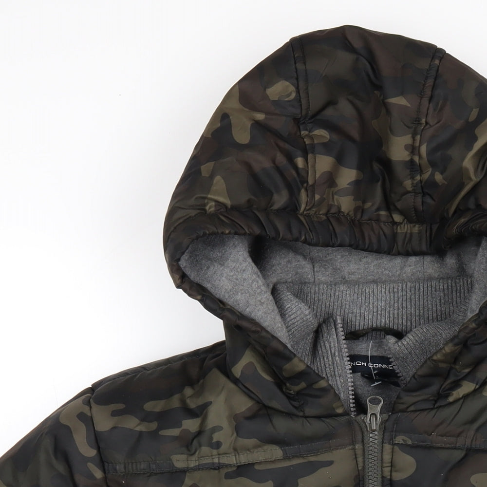 French Connection Boys Green Camouflage Puffer Jacket Coat Size 16 Years Zip