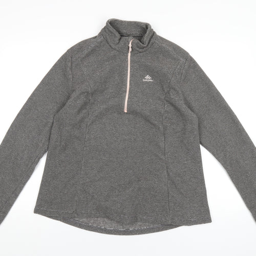 Quechua Womens Grey Polyester Pullover Sweatshirt Size L Zip
