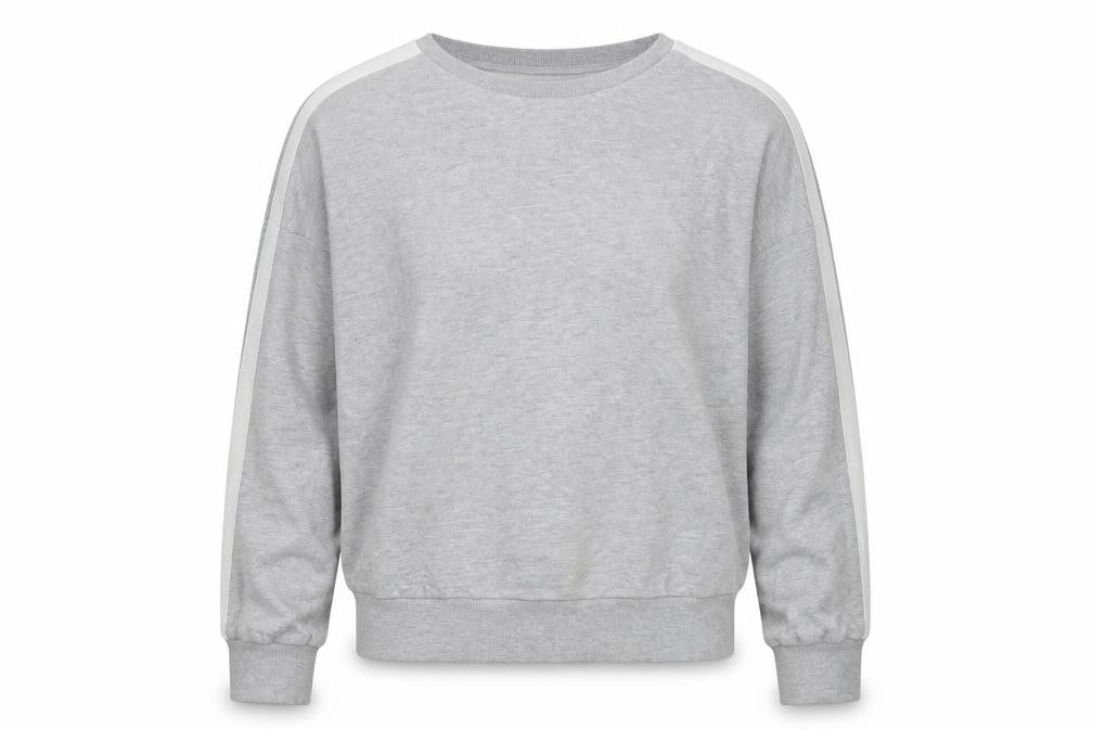 Front view of H&M women’s grey cotton pullover sweatshirt, size M, pullover