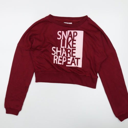 Miss Outrage Womens Red Cotton Pullover Sweatshirt Size M Pullover