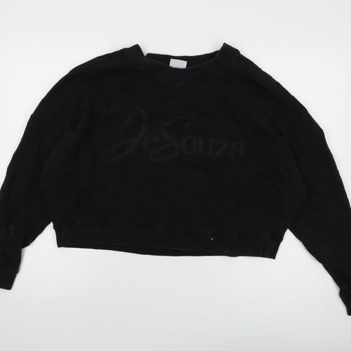 De Souza Womens Black Cotton Pullover Sweatshirt Size S Pullover
