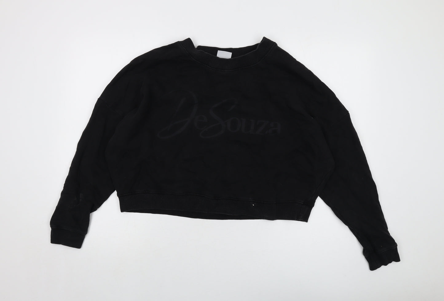 De Souza Womens Black Cotton Pullover Sweatshirt Size S Pullover