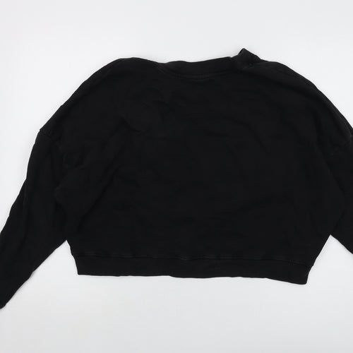 De Souza Womens Black Cotton Pullover Sweatshirt Size S Pullover
