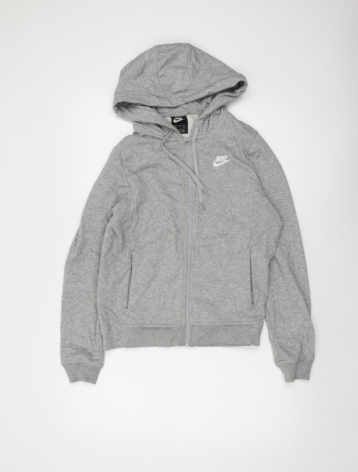Nike Womens Grey Cotton Full Zip Hoodie Size S Zip