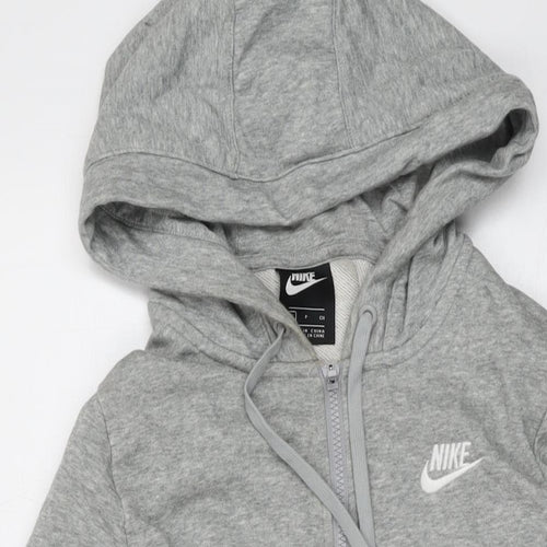 Nike Womens Grey Cotton Full Zip Hoodie Size S Zip