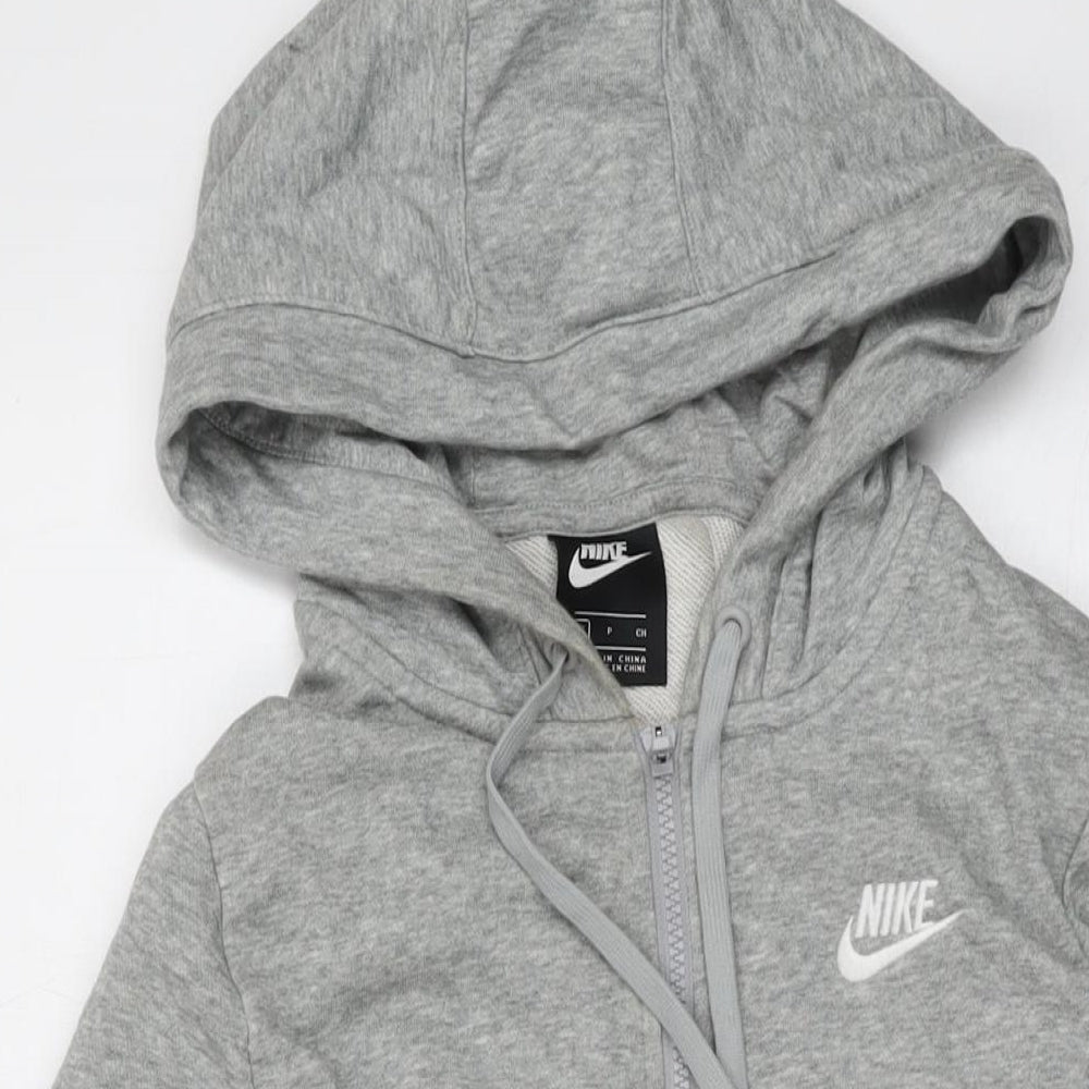 Nike Womens Grey Cotton Full Zip Hoodie Size S Zip