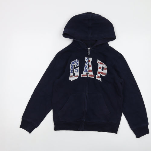 Gap Boys Blue Cotton Full Zip Hoodie Size 8-9 Years Zip