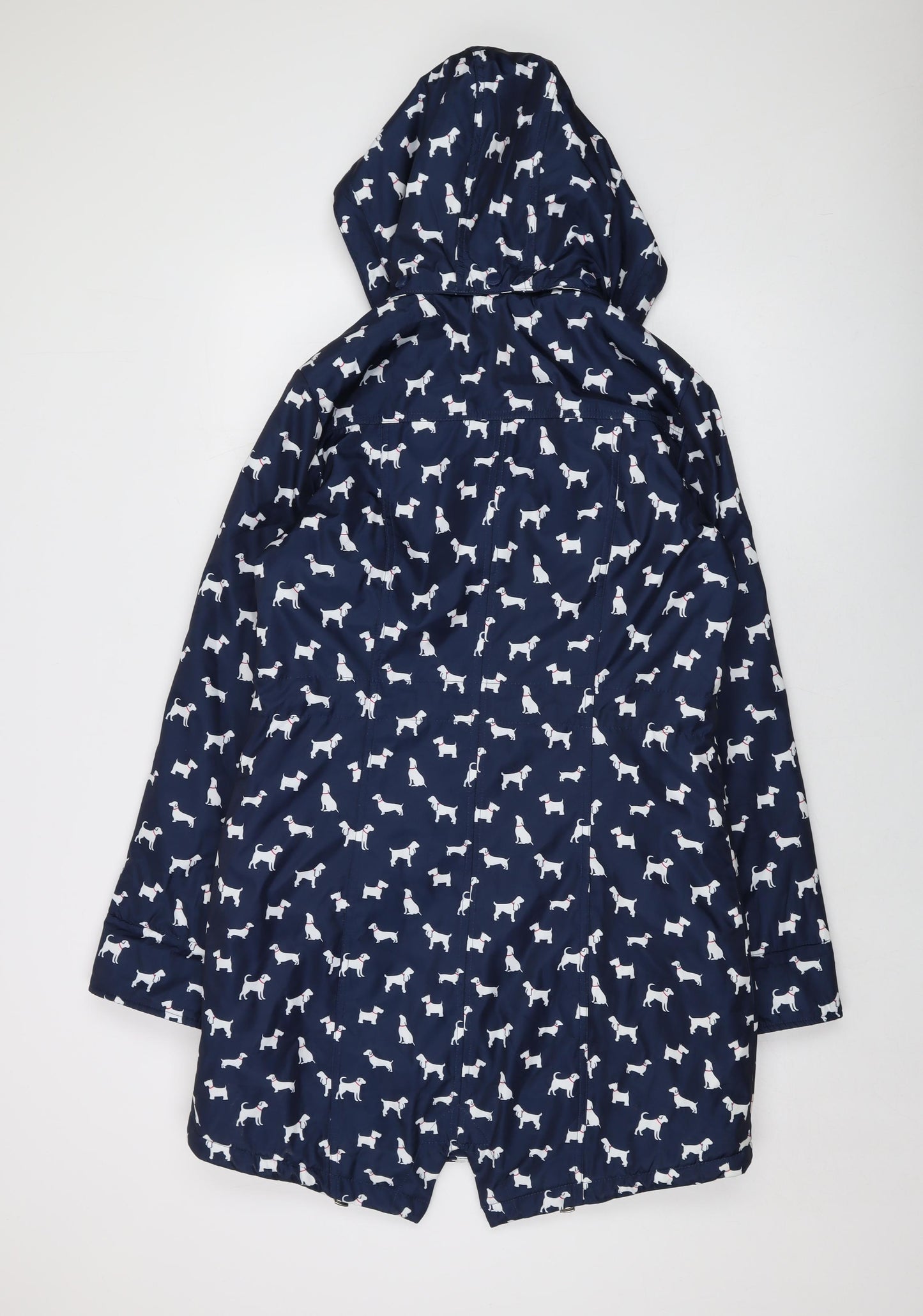 Finesse Womens Blue Geometric Parka Coat Size 10 Zip