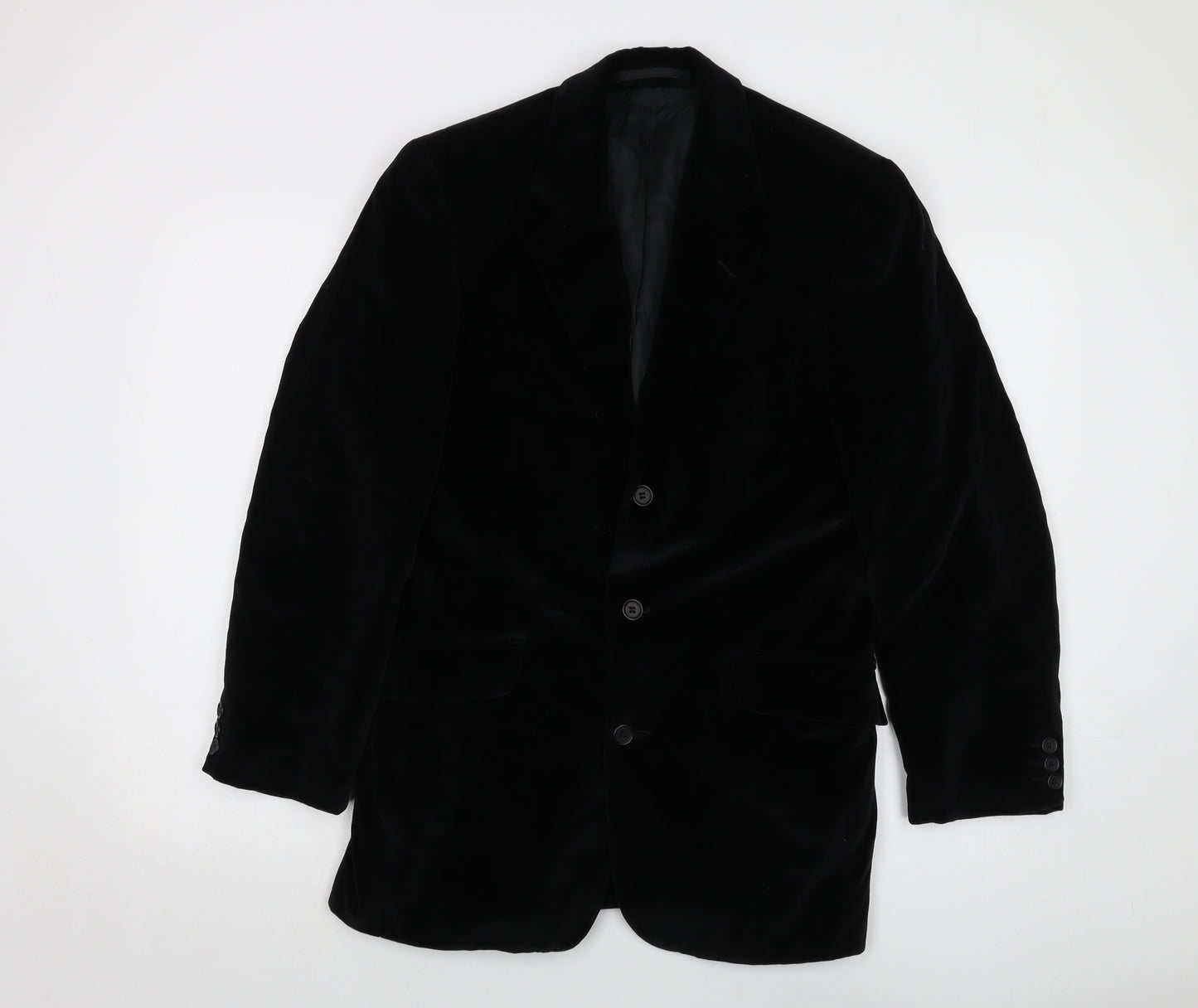 Squire Mens Black Cotton Jacket Suit Jacket Size 36 Regular