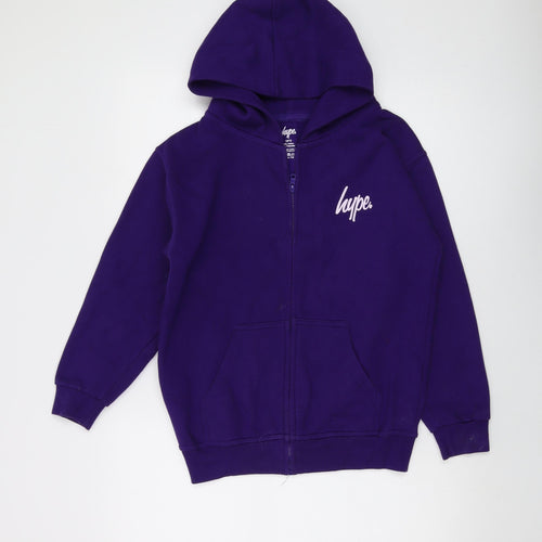 Hype Boys Purple Polyester Full Zip Hoodie Size 12-13 Years Zip