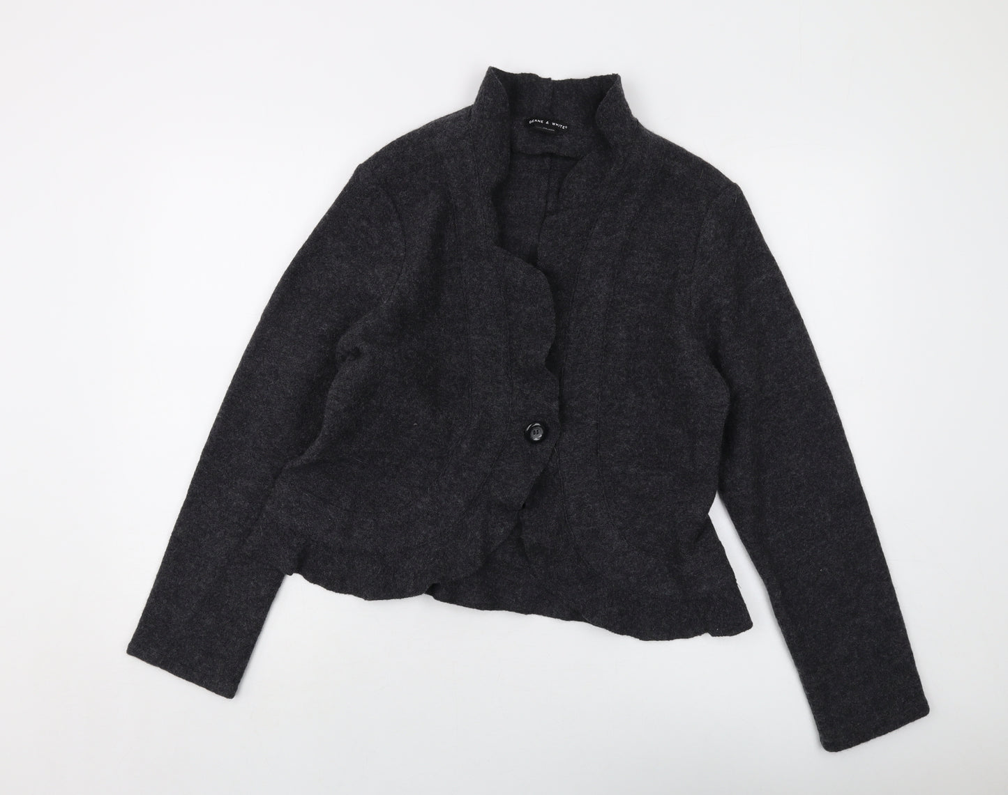 Deane & White Womens Grey V-Neck Wool Cardigan Jumper Size M