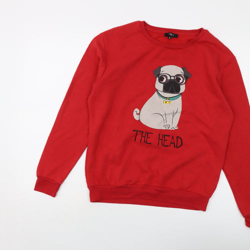 TEX Womens Red Polyester Pullover Sweatshirt Size S Pullover