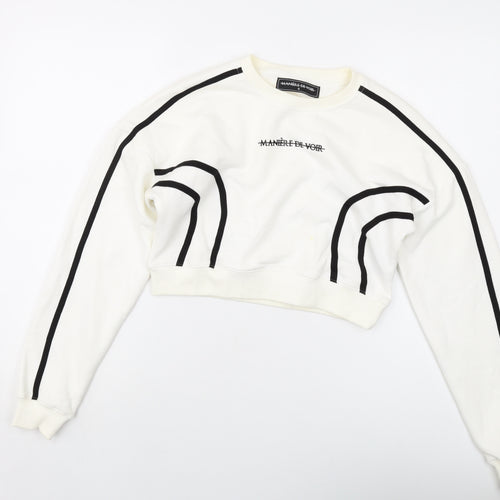Maniere De Voir Womens Ivory Cotton Pullover Sweatshirt Size 4 Pullover
