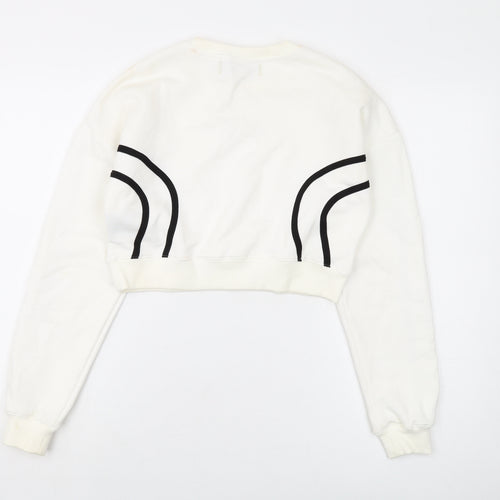 Maniere De Voir Womens Ivory Cotton Pullover Sweatshirt Size 4 Pullover