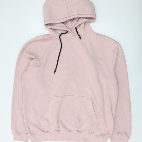 Addax Mens Pink Cotton Pullover Hoodie Size M