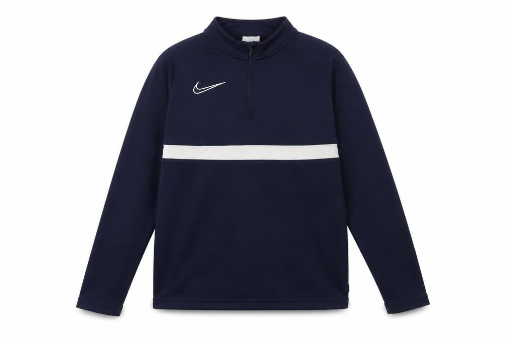 Front view of Nilke boys’ black polyester pullover sweatshirt, size 13-14, years zip