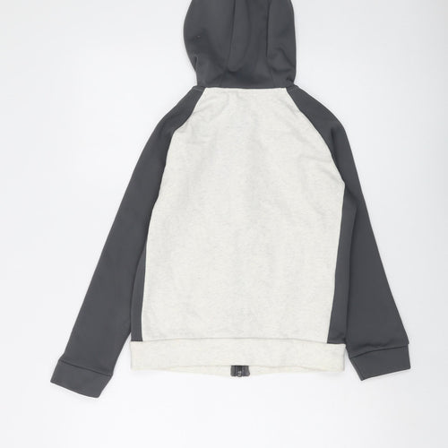adidas Boys Grey Cotton Full Zip Hoodie Size 9-10 Years Zip