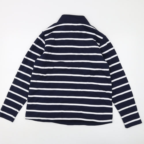 Board Angels Womens Blue Striped Cotton Pullover Sweatshirt Size 16 Zip