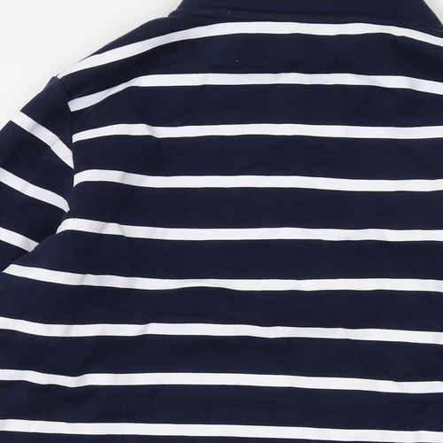 Board Angels Womens Blue Striped Cotton Pullover Sweatshirt Size 16 Zip