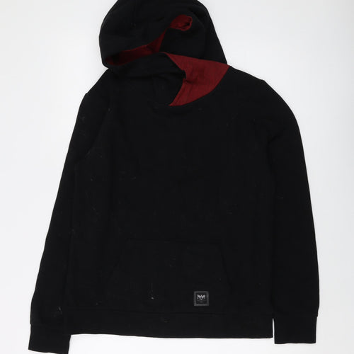 Black Premium Mens Black Cotton Pullover Hoodie Size S